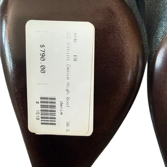 Vicini Italian Denim Boots 38.5 8 8.5 - Picture 7 of 8